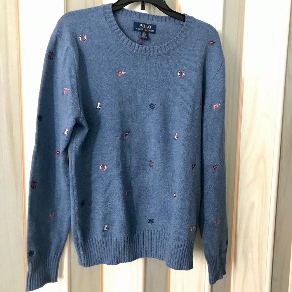 POLO BY RALP LAUREN SWEATER BIG KID ; SLIGHTLY WORM.